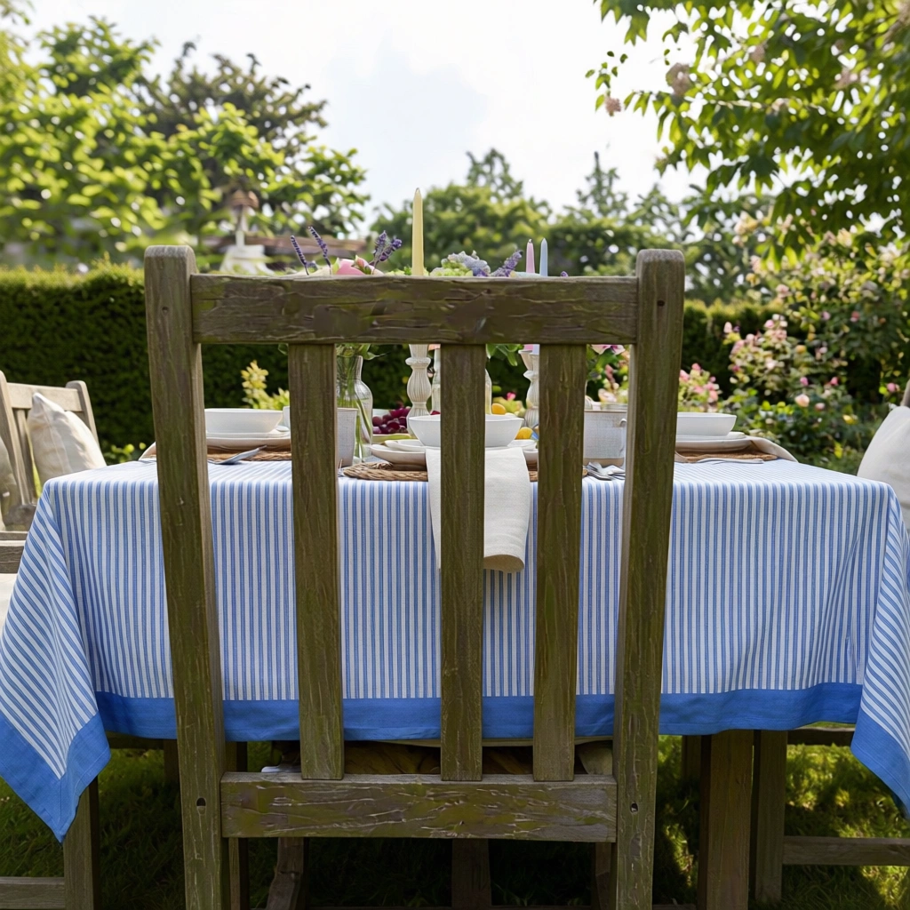 10 Seater Tablecloth 180x270 cms Stripe Blue 202510