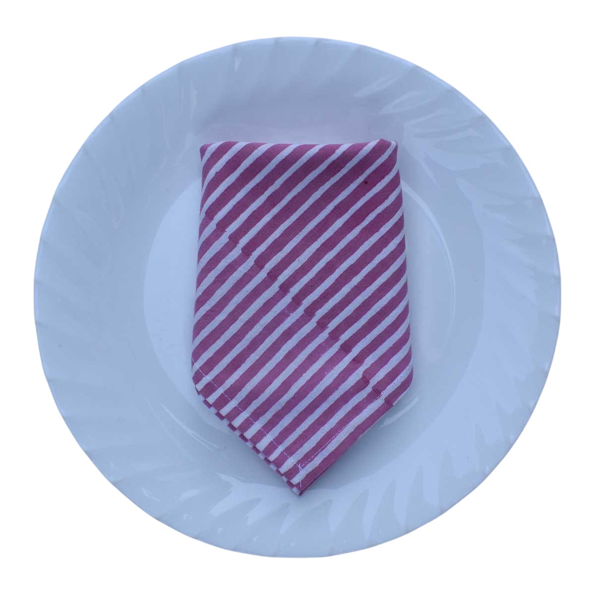 Hand Block Printed Cotton Napkin 45x45 cms Set of 4 Napkins stripe pink 261211