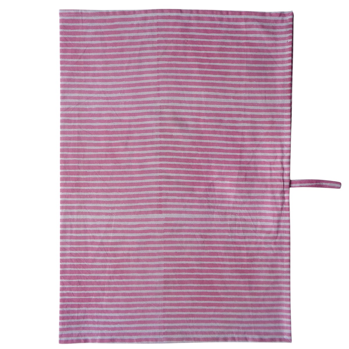 Hand Block Printed Cotton Kitchen Towels 50x70 cms Stripe Pink 202512