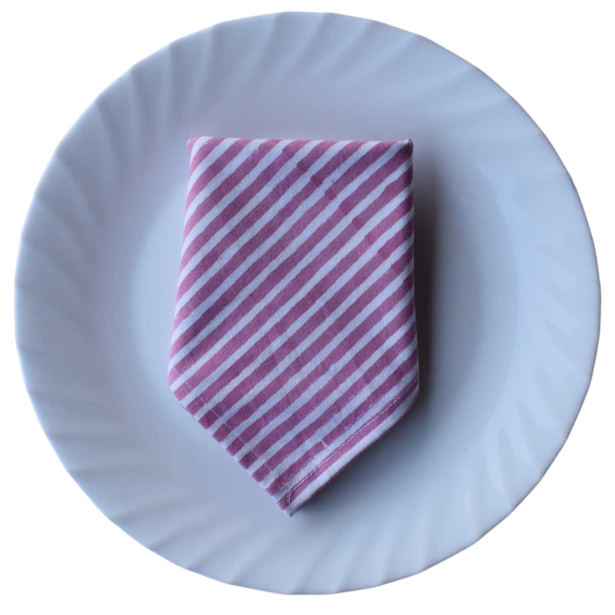 Hand Block Printed Cotton Napkin 45x45 cms Set of 4 Napkins Stripe Pink 202512