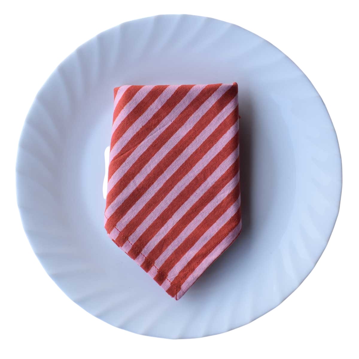 Hand Block Printed Cotton Napkin 45x45 cms Set of 4 Napkins Stripe Pink Red 207993