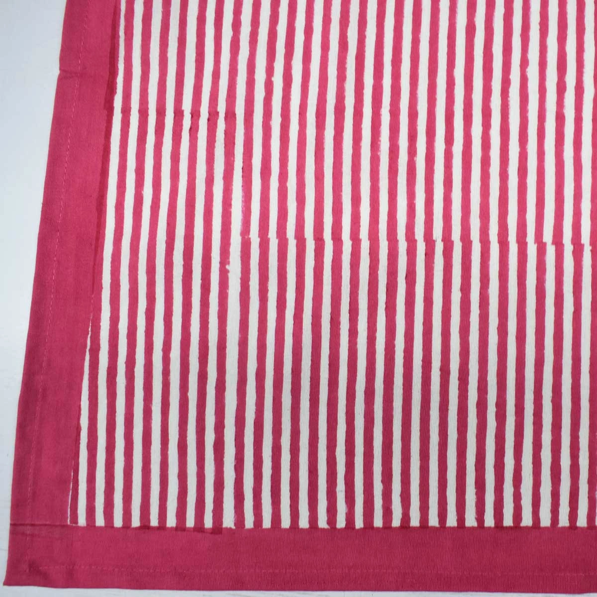 Hand Block Printed Cotton Tablecloth 150x220 cms Stripe pink 261211