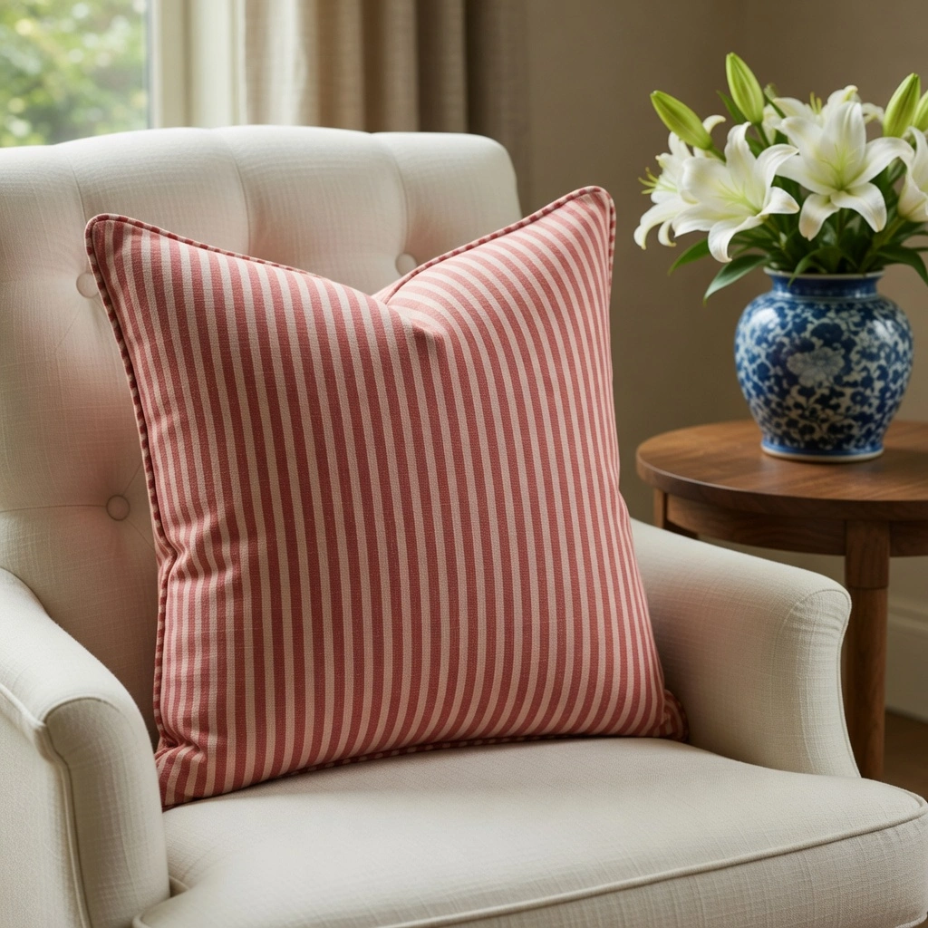 Piping Cushion Cover 50x50 cms Stripe Pink Red 207993