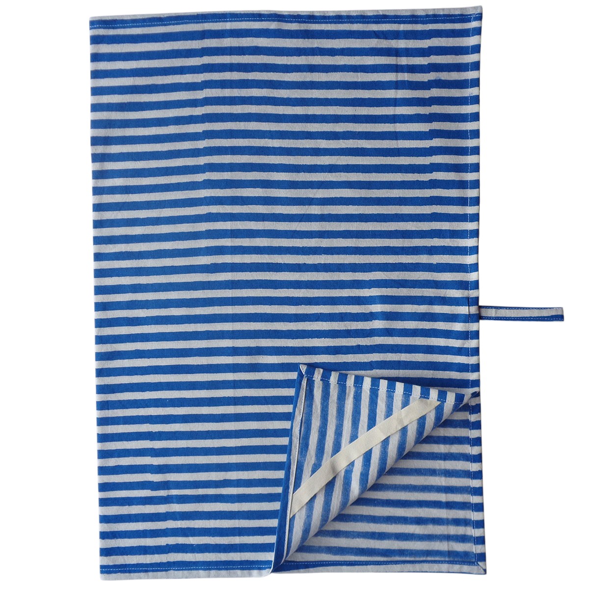 Hand Block Printed Cotton Kitchen Towels 50x70 cms Stripes Navy 202519