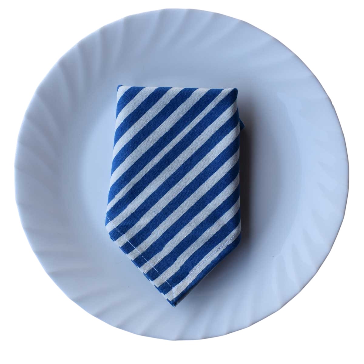 Hand Block Printed Cotton Napkin 45x45 cms Set of 4 Napkins Stripes Navy 202519
