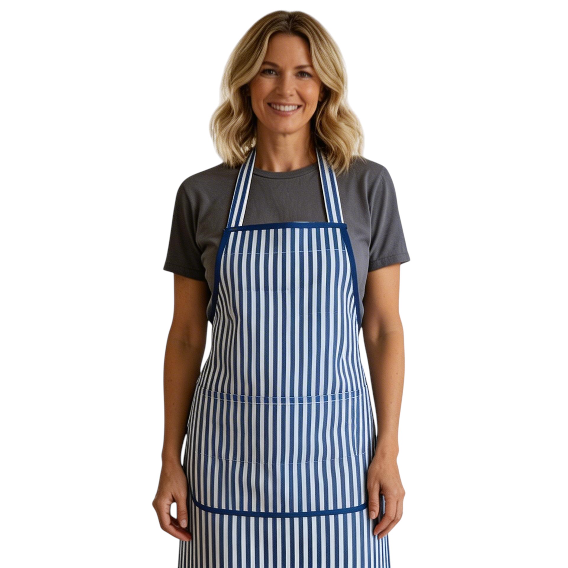 Indian Block-Printed 100 Cotton Apron Stripes Navy 202519