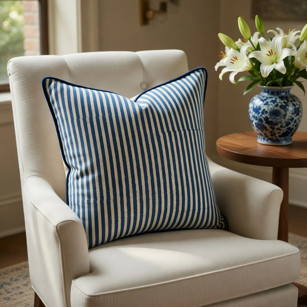 Piping Cushion Cover 50x50 cms Stripes Navy 202519