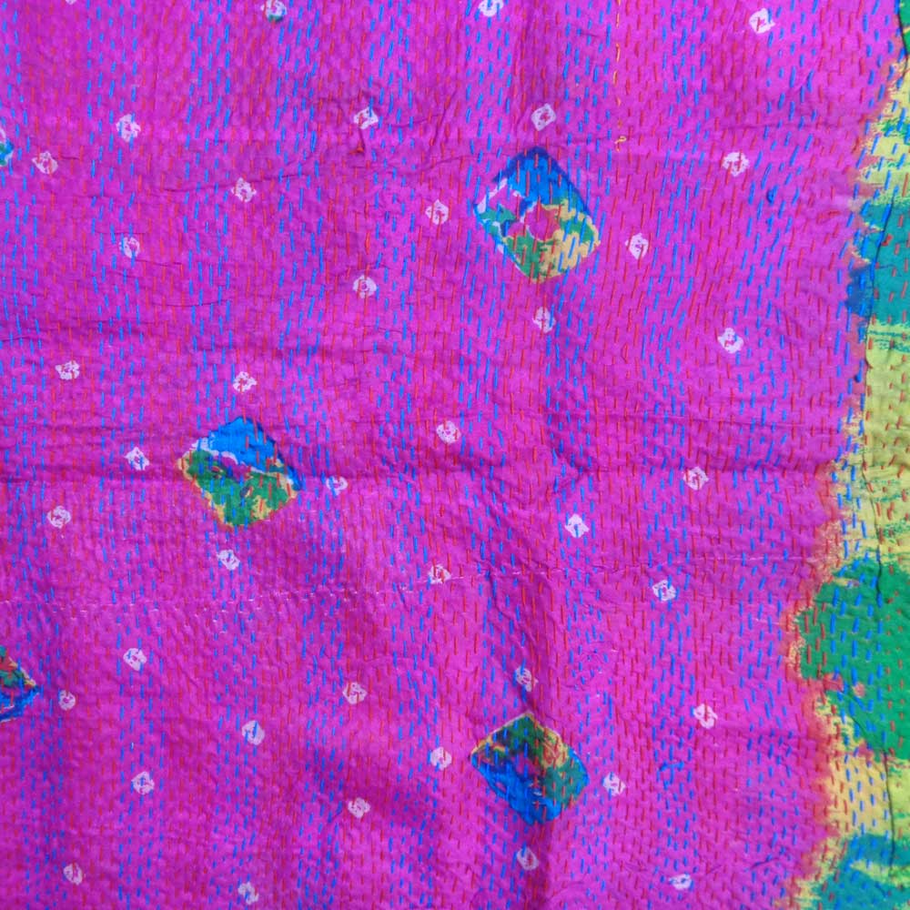 Hand Embroidered Cotton Kantha Silk Stole Reversible 200109