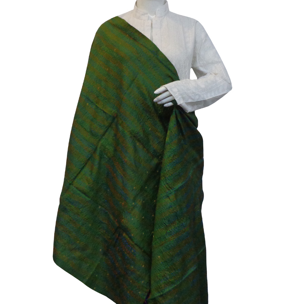 Hand Embroidered Cotton Kantha Silk Stole Reversible 204423