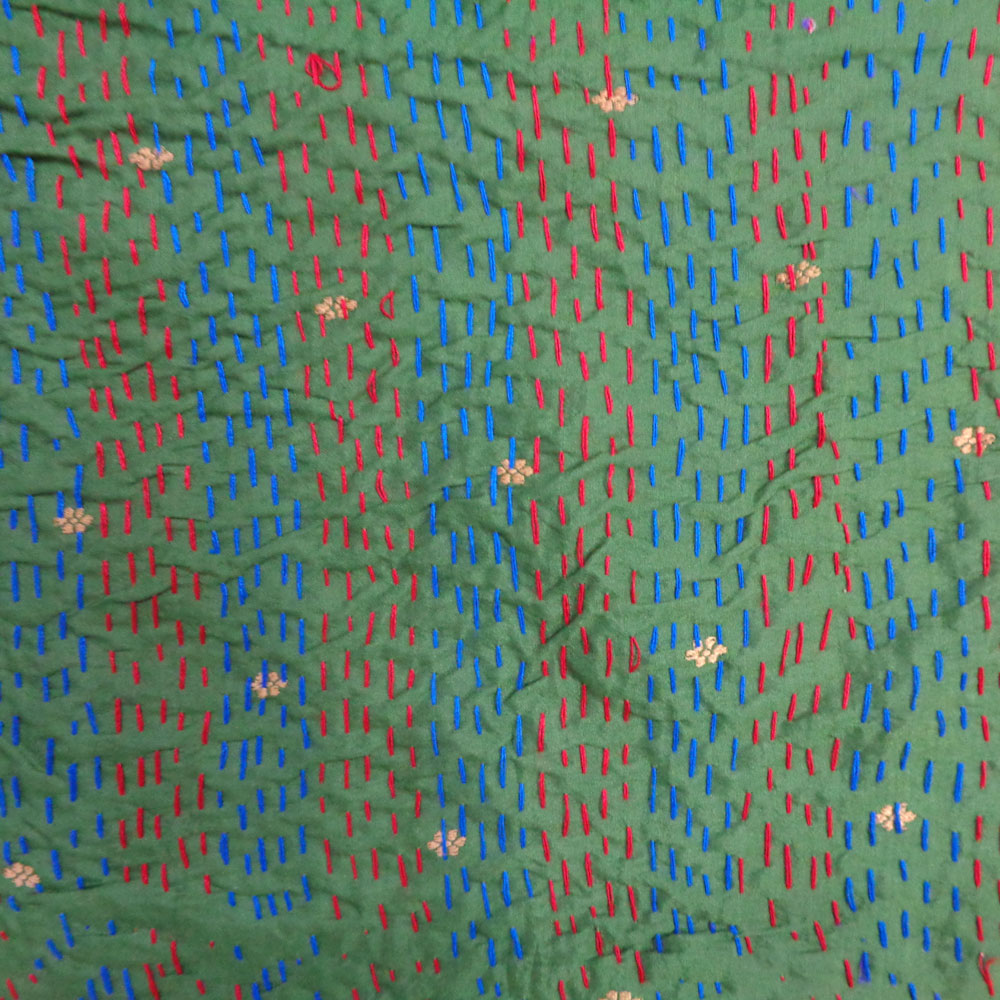 Hand Embroidered Cotton Kantha Silk Stole Reversible 204423
