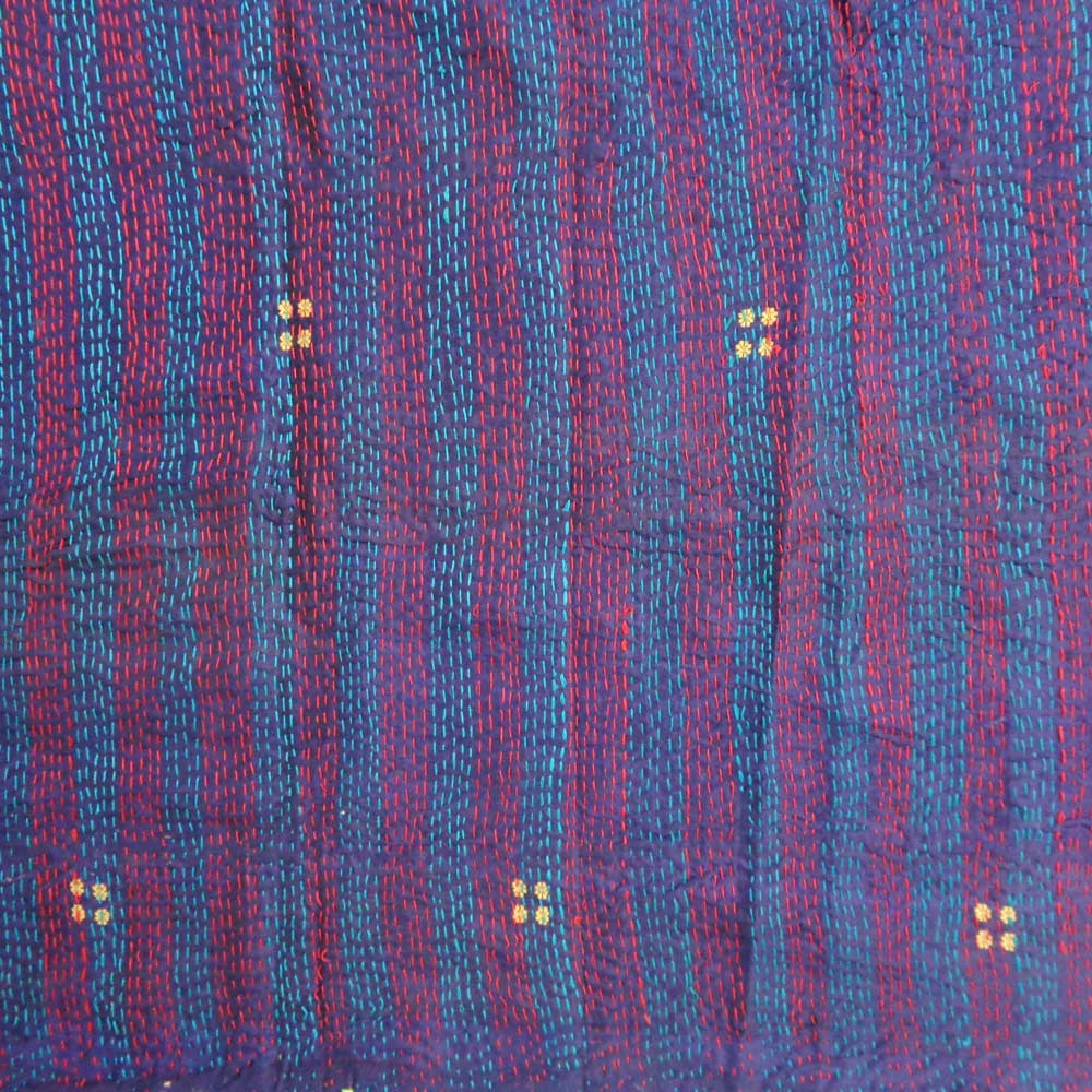 Hand Embroidered Cotton Kantha Silk Stole Reversible 204465
