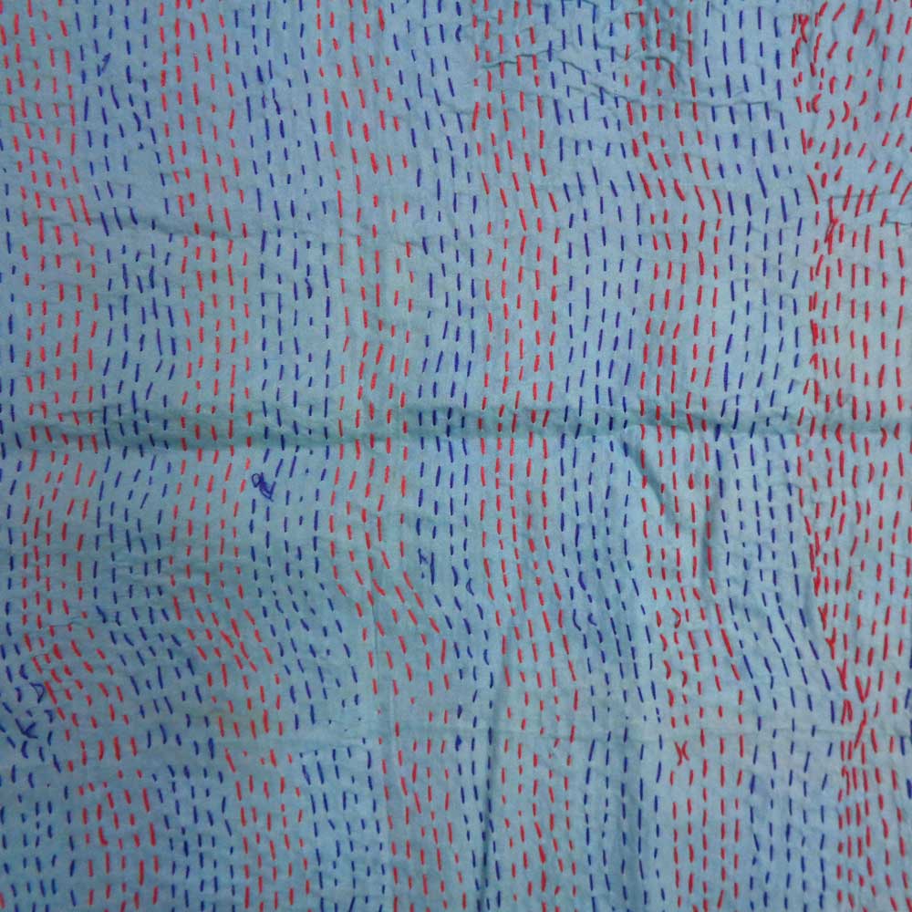 Hand Embroidered Cotton Kantha Silk Stole Reversible 204680