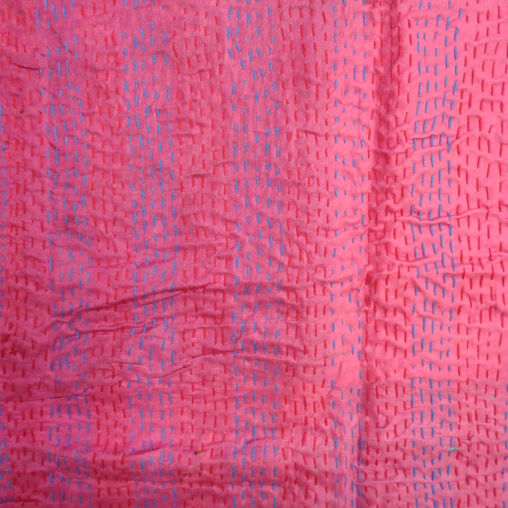 Hand Embroidered Cotton Kantha Silk Stole Reversible 204685