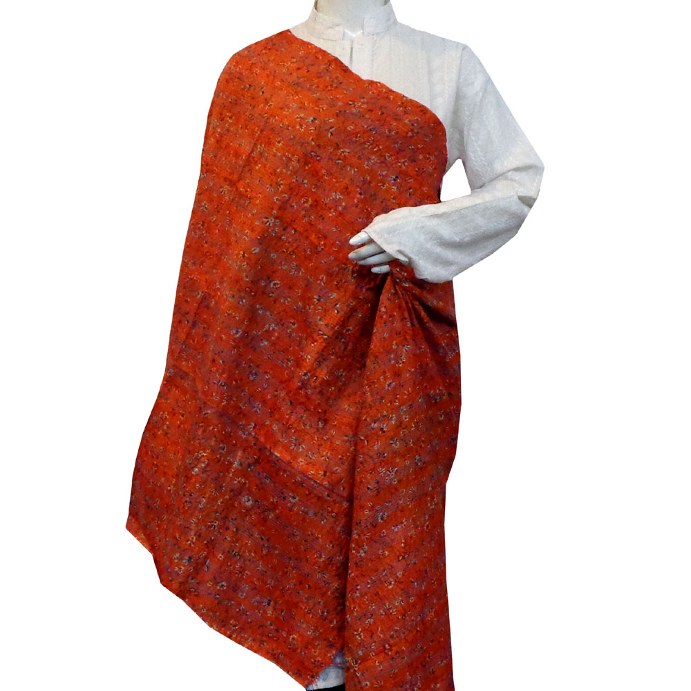 Hand Embroidered Cotton Kantha Silk Stole Reversible 204740