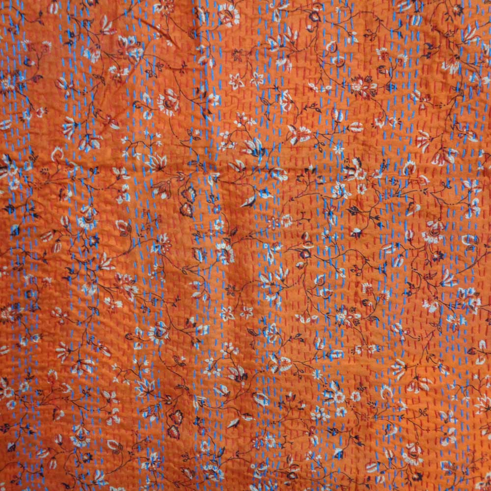 Hand Embroidered Cotton Kantha Silk Stole Reversible 204740