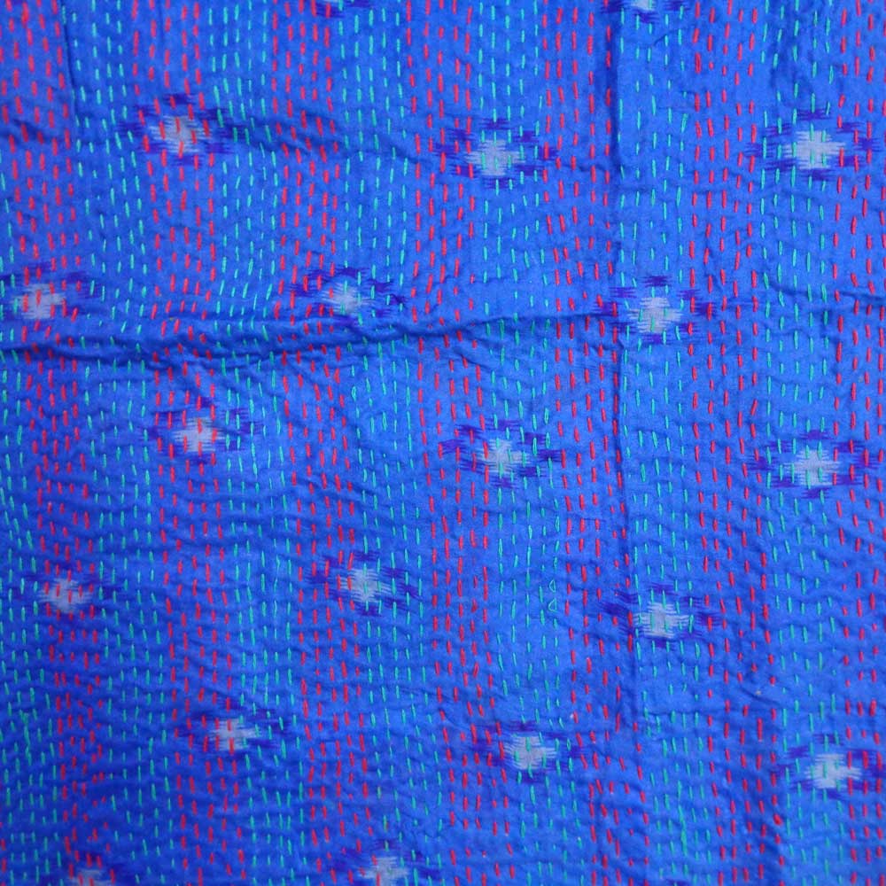 Hand Embroidered Cotton Kantha Silk Stole Reversible 204778