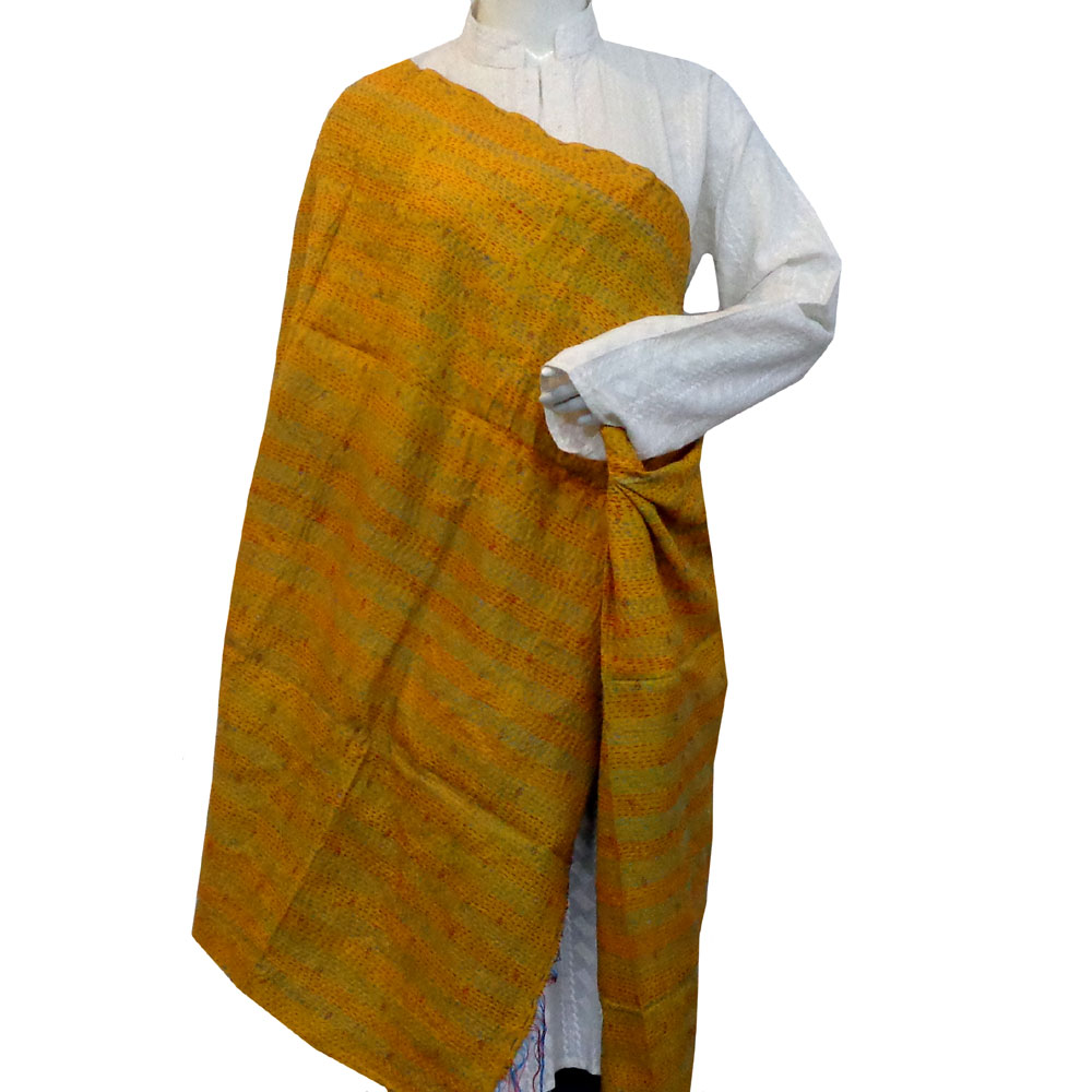 Hand Embroidered Cotton Kantha Silk Stole Reversible 204802