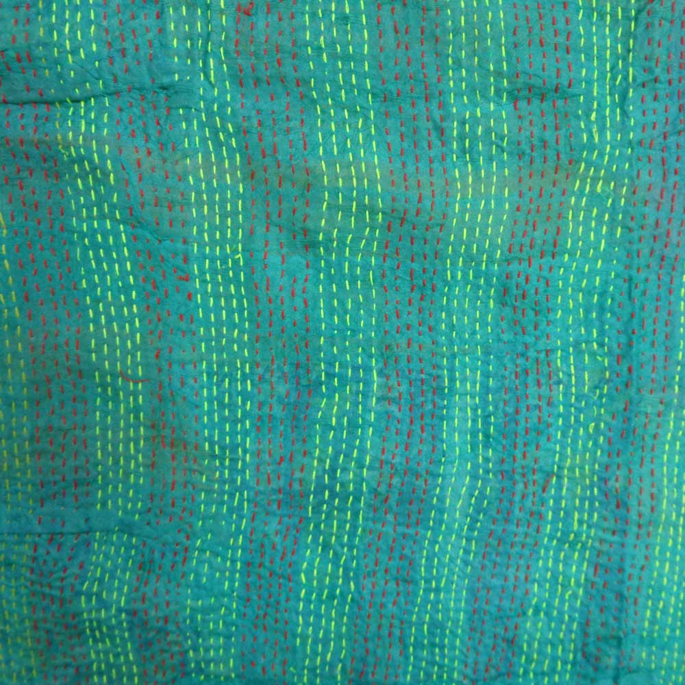 Hand Embroidered Cotton Kantha Silk Stole Reversible 204808