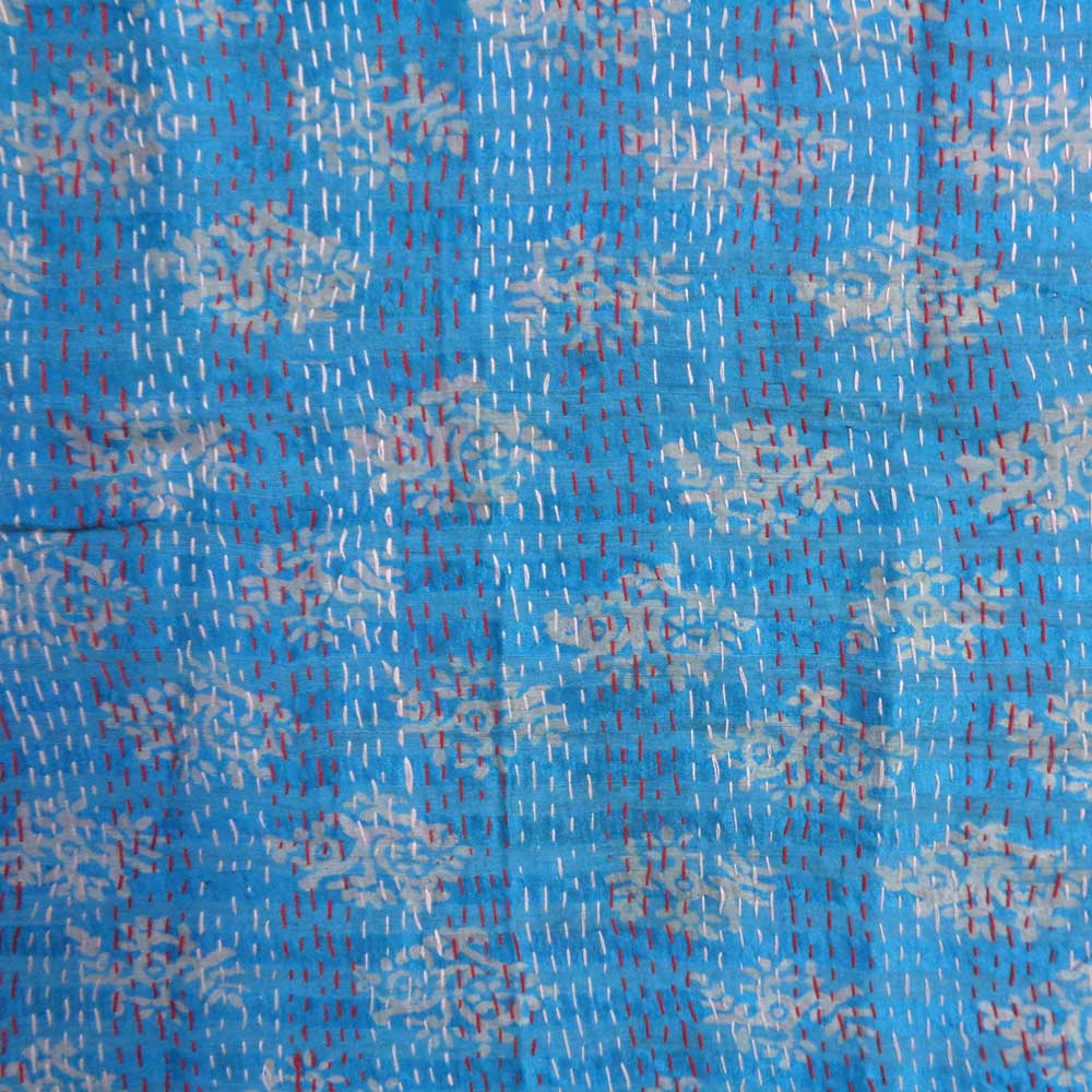 Hand Embroidered Cotton Kantha Silk Stole Reversible 204837