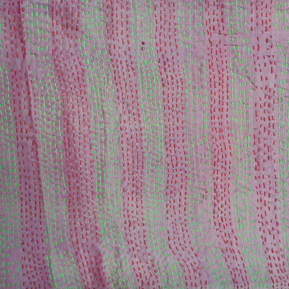 Hand Embroidered Cotton Kantha Silk Stole Reversible 204903