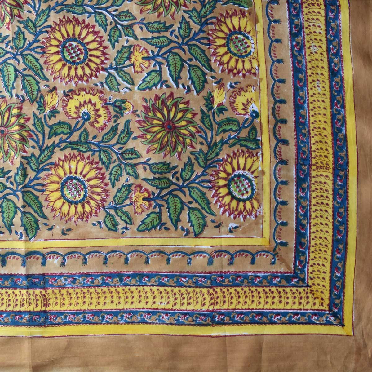 Beach Wrap Sarong Womens Swimwear Wraparound Pareo Soft Cotton Hand Block Printed Surajmukhi Canary Gud 102383