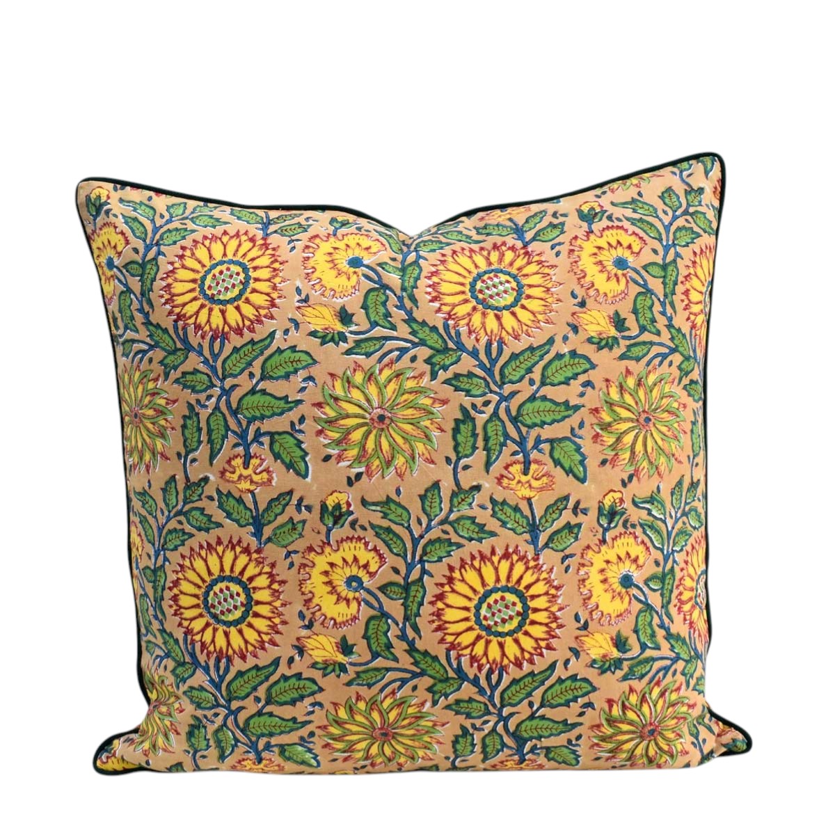 Piping Cushion Cover 50x50 cms   Surajmukhi Canary Gud 102383