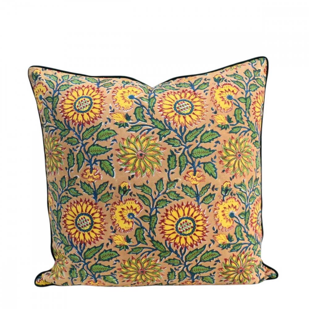 Image of Piping Cushion Cover 50x50 cms |  Surajmukhi Canary Gud 102383