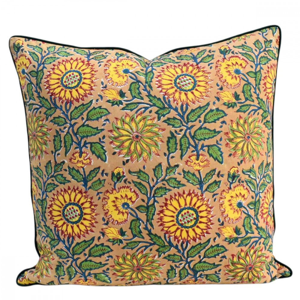 Image of Piping Cushion Cover 50x50 cms |  Surajmukhi Canary Gud 102383
