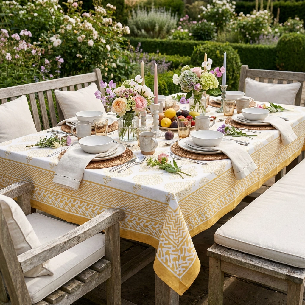 10 Seater Tablecloth 180x270 cms  Taj Patti Beige 271024