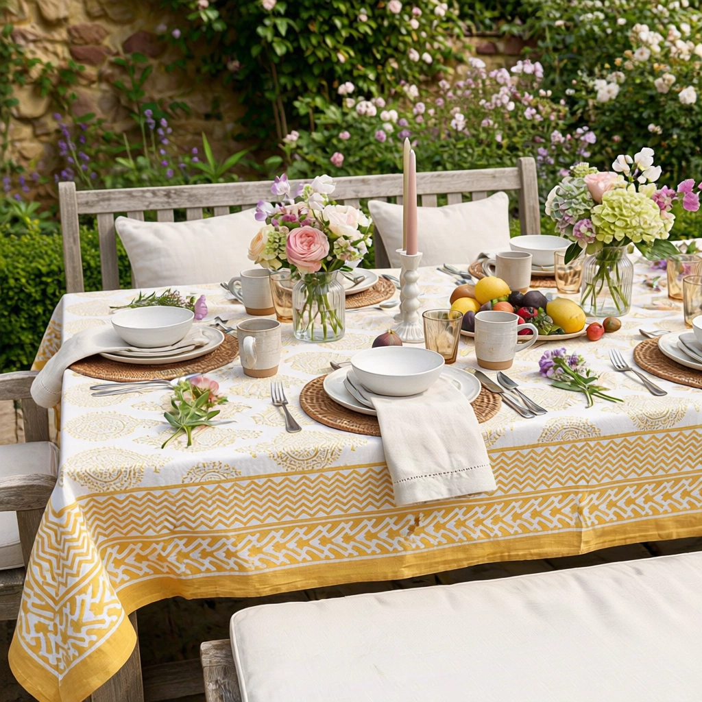 10 Seater Tablecloth 180x270 cms Taj Patti Beige 271024