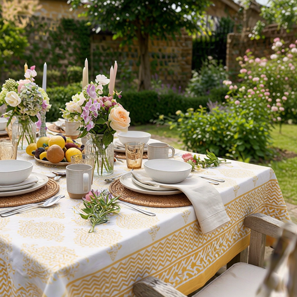 12 Seater Tablecloth  180x340 cms  Taj Patti Beige 271024