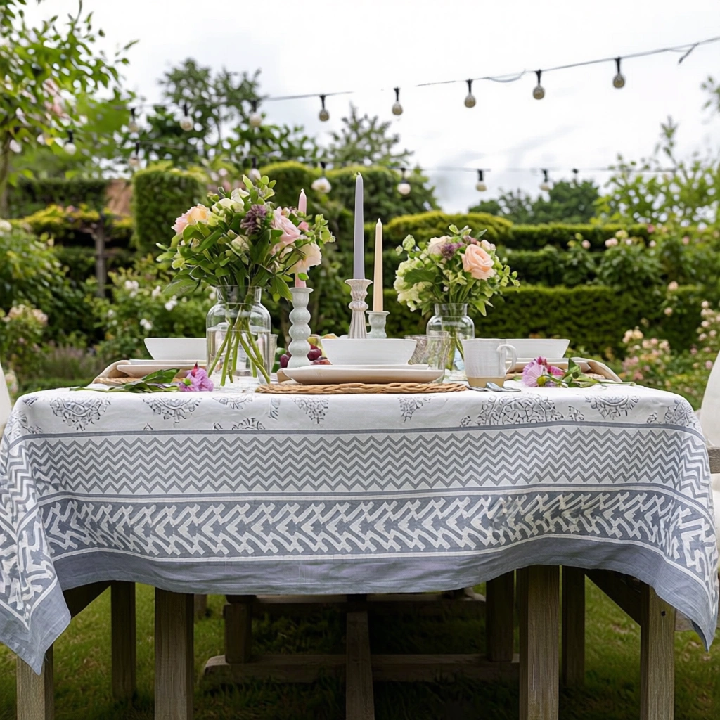12 Seater Tablecloth 180x340 cms Taj Patti Grey 271023