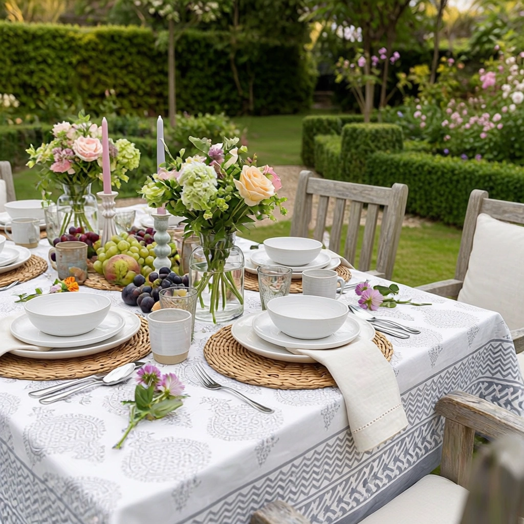 10 Seater Tablecloth 180x270 cms Taj Patti Grey 271023