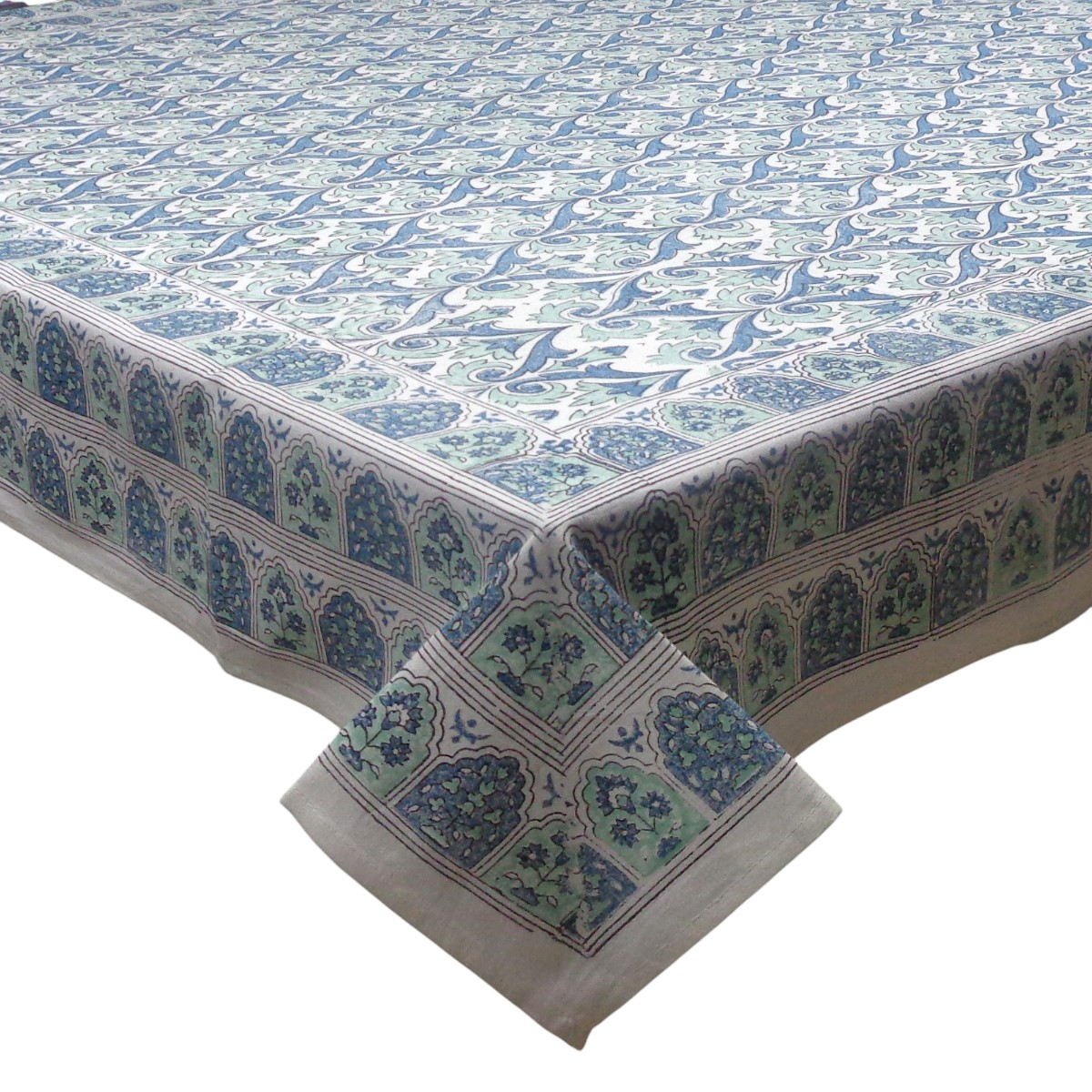 Wood Block Printed Handmade Tablecloth 150x220 cms  909601