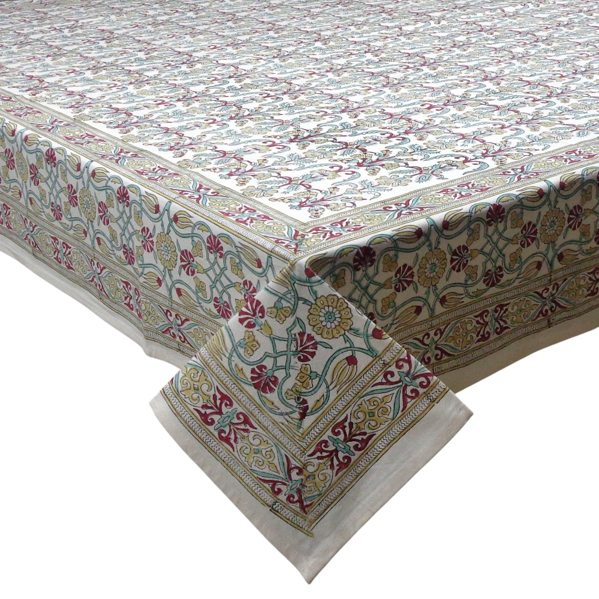 Wood Block Printed Handmade Tablecloth 150x220 cms  100016