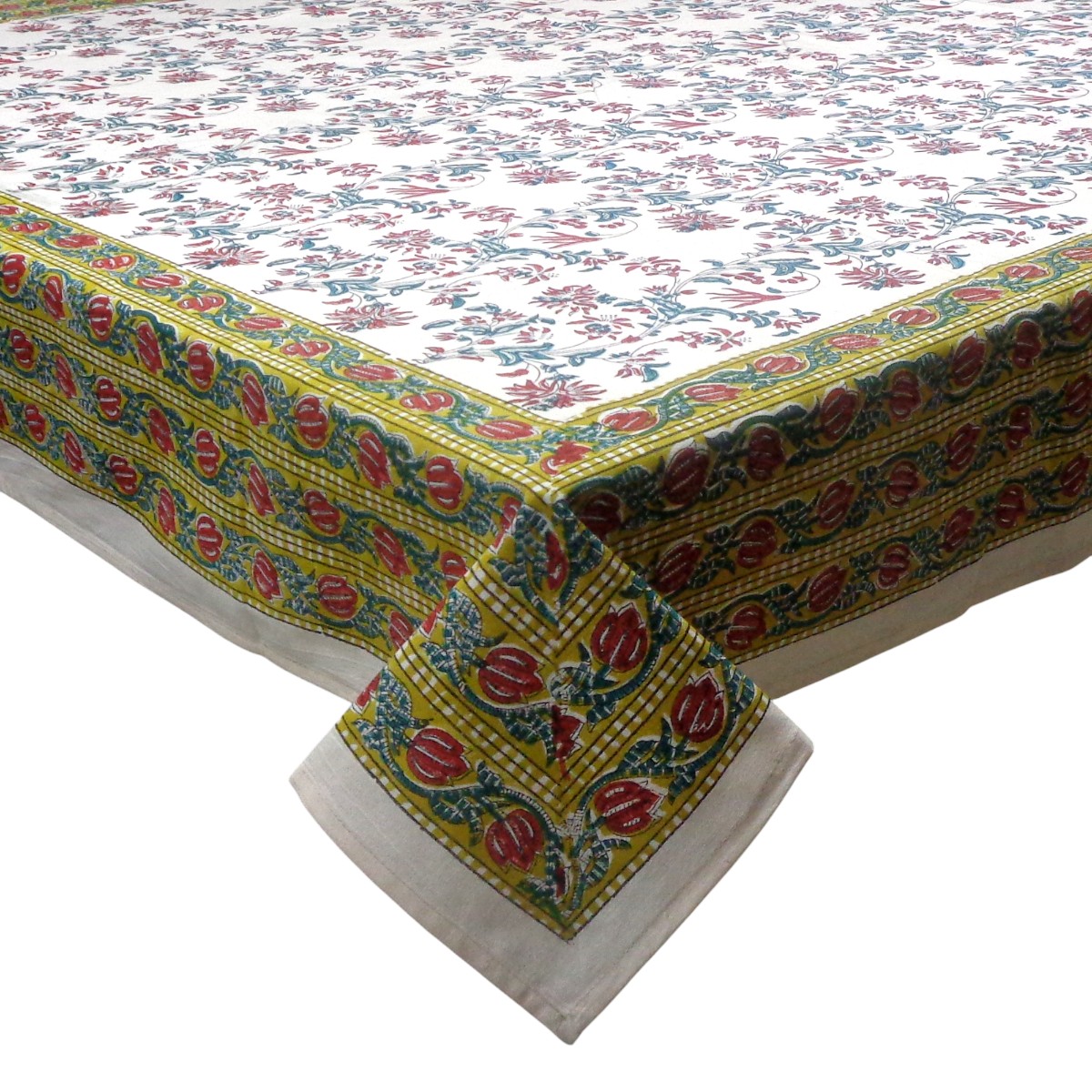 Wood Block Printed Handmade Tablecloth 150x220 cms  909597