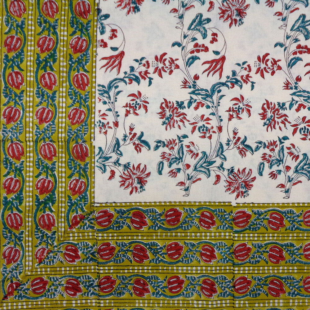 Wood Block Printed Handmade Tablecloth 150x220 cms  909597