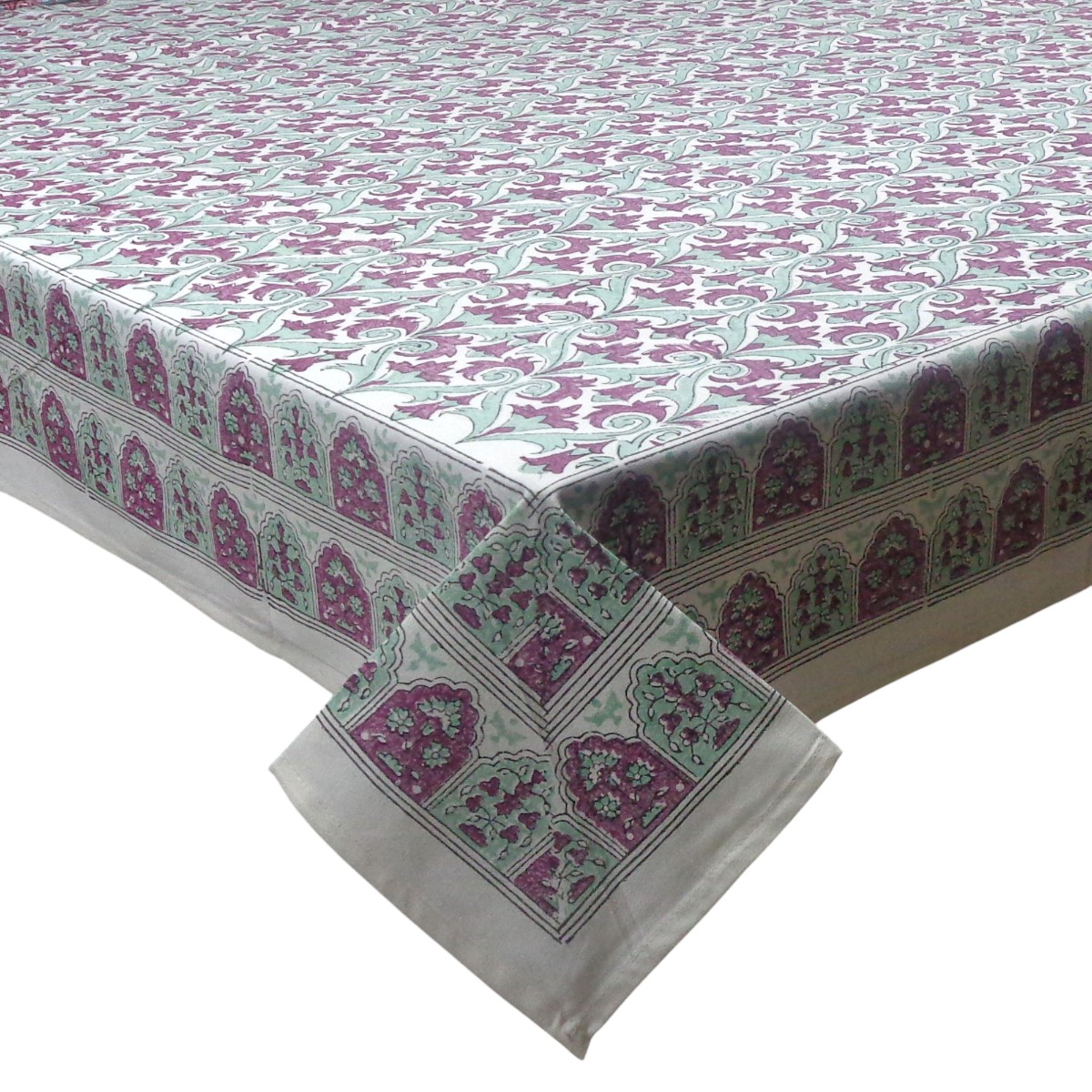 Wood Block Printed Handmade Tablecloth 150x220 cms  909711