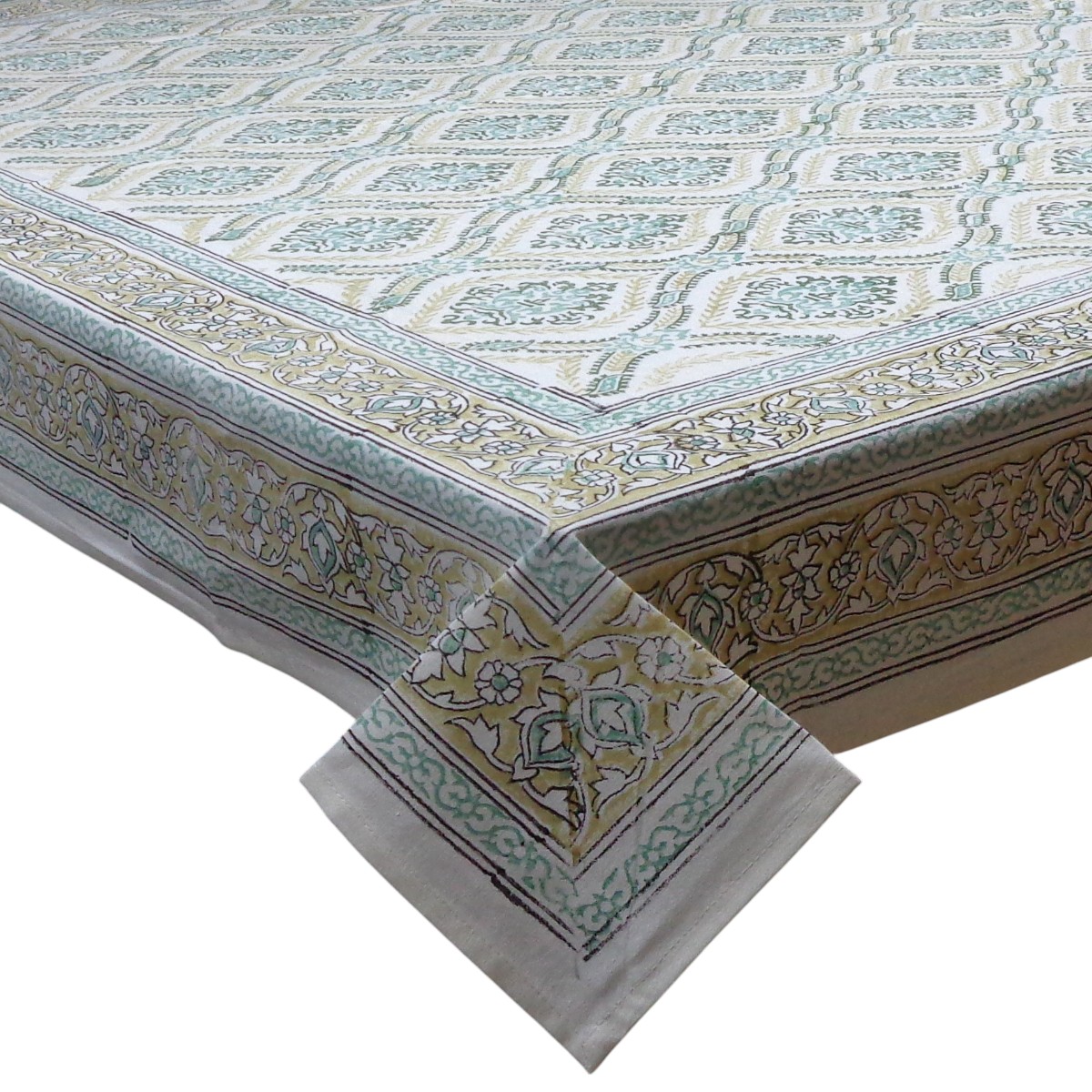 Wood Block Printed Handmade Tablecloth 150x220 cms  909844