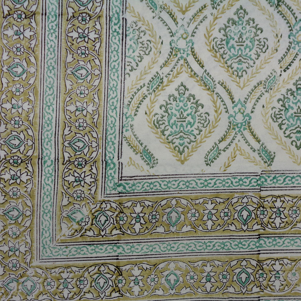 Wood Block Printed Handmade Tablecloth 150x220 cms  909844