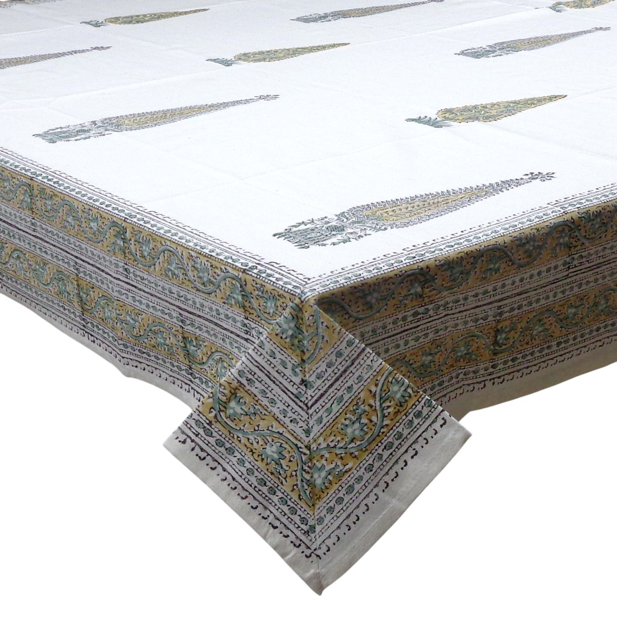 Wood Block Printed Handmade Tablecloth 150x220 cms  909869