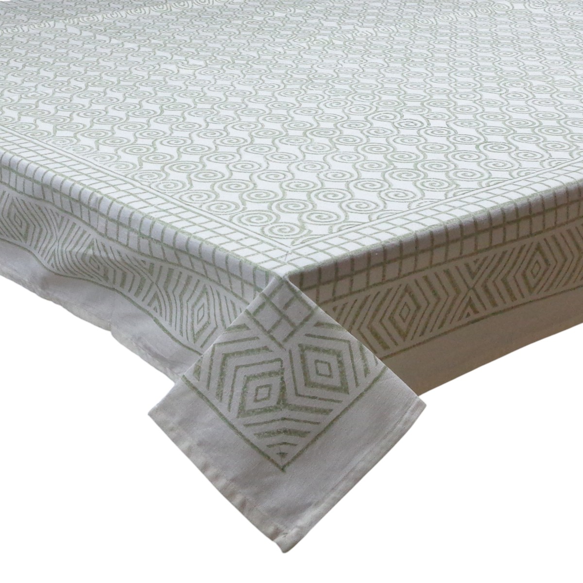 Wood Block Printed Handmade Tablecloth 150x220 cms  909920