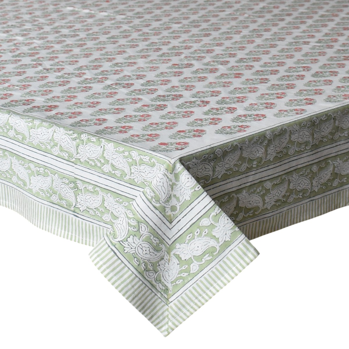 Wood Block Printed Handmade Tablecloth 150x220 cms Boota Georgia 202403
