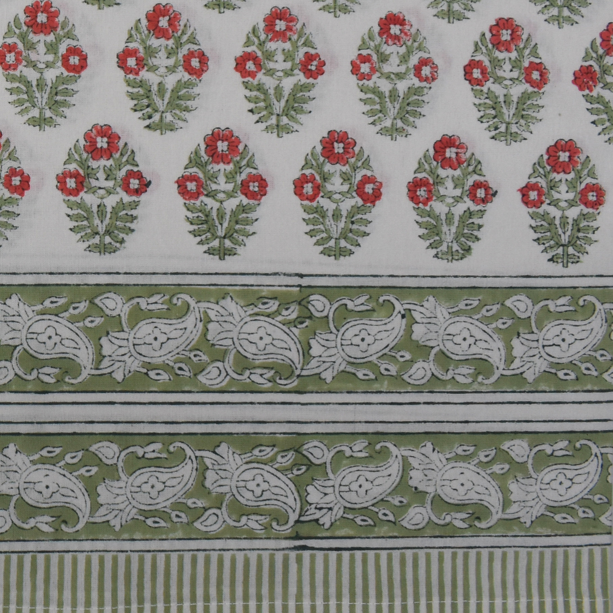 Hand Block Printed Tablecloth 180x340 cms  Boota Georgia 202403