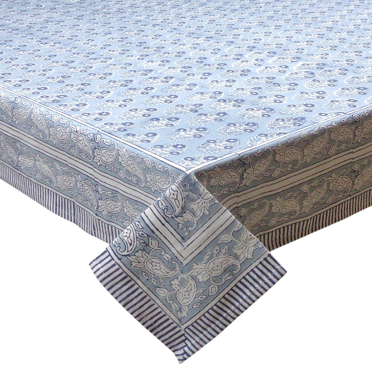 Hand Block Printed Cotton Tablecloth 150x150 cms Boota Starlight Patti Gud 202505