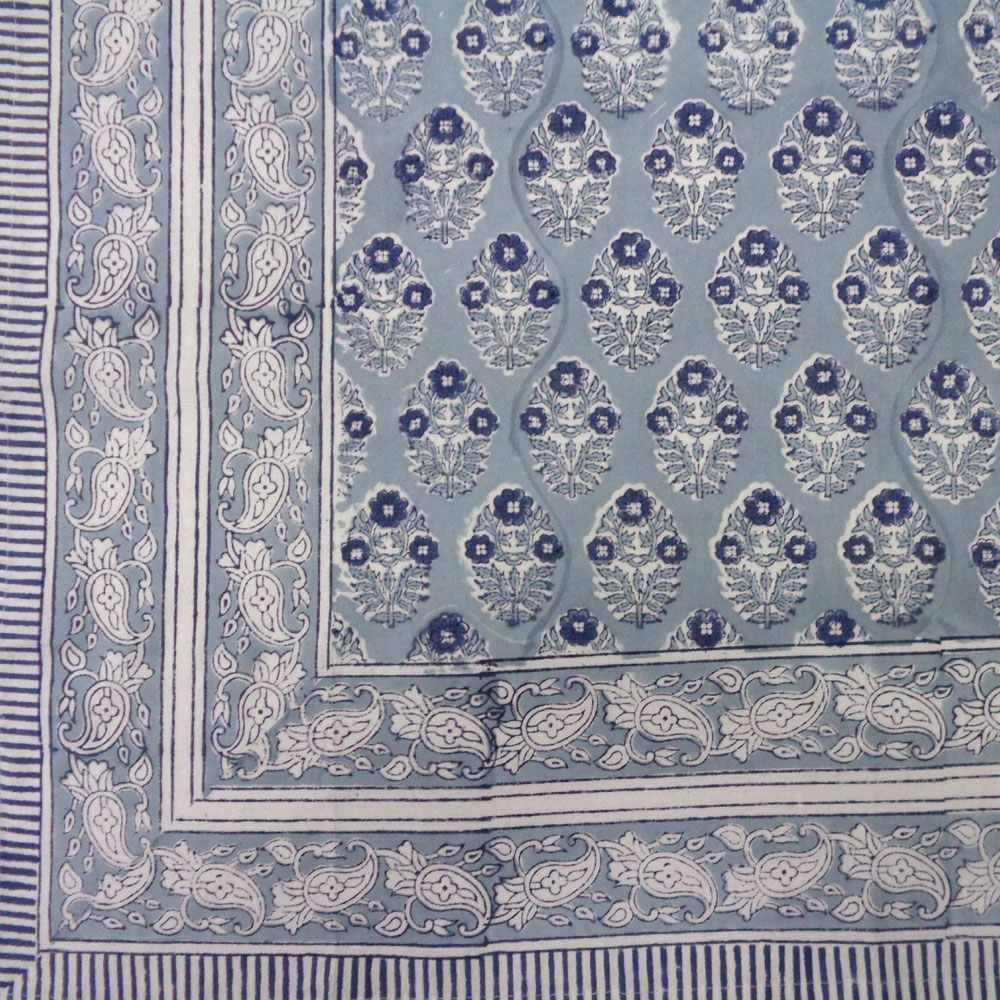 Hand Block Printed Cotton Tablecloth 150x220 cms  Boota Starlight Patti Gud 202505