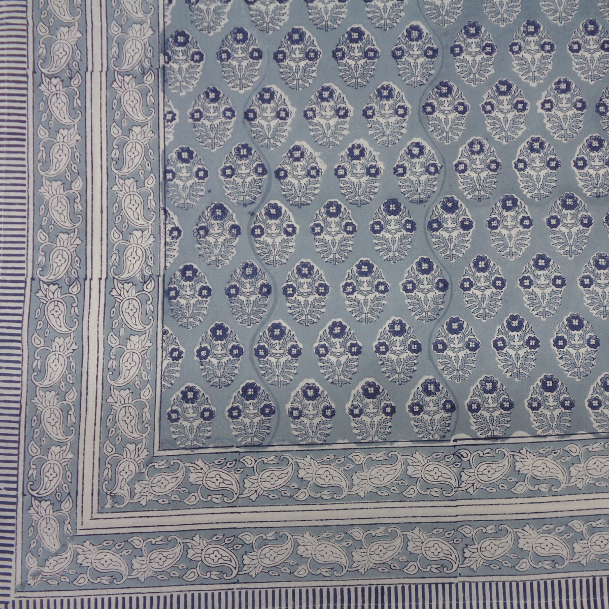Hand Block Printed Cotton Tablecloth 150x150 cms Boota Starlight Patti Gud 202505