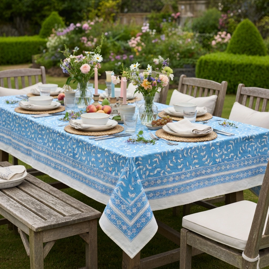 10 Seater Tablecloth 180x270 cms Harmony Blue Fill 260416