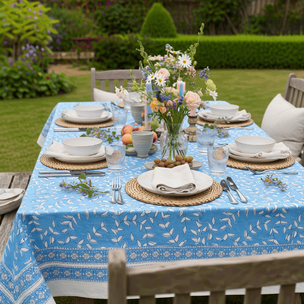 10 Seater Tablecloth 180x270 cms Harmony Blue Fill 260416