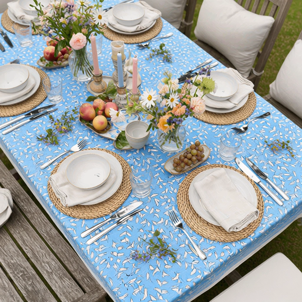 10 Seater Tablecloth 180x270 cms Harmony Blue Fill 260416